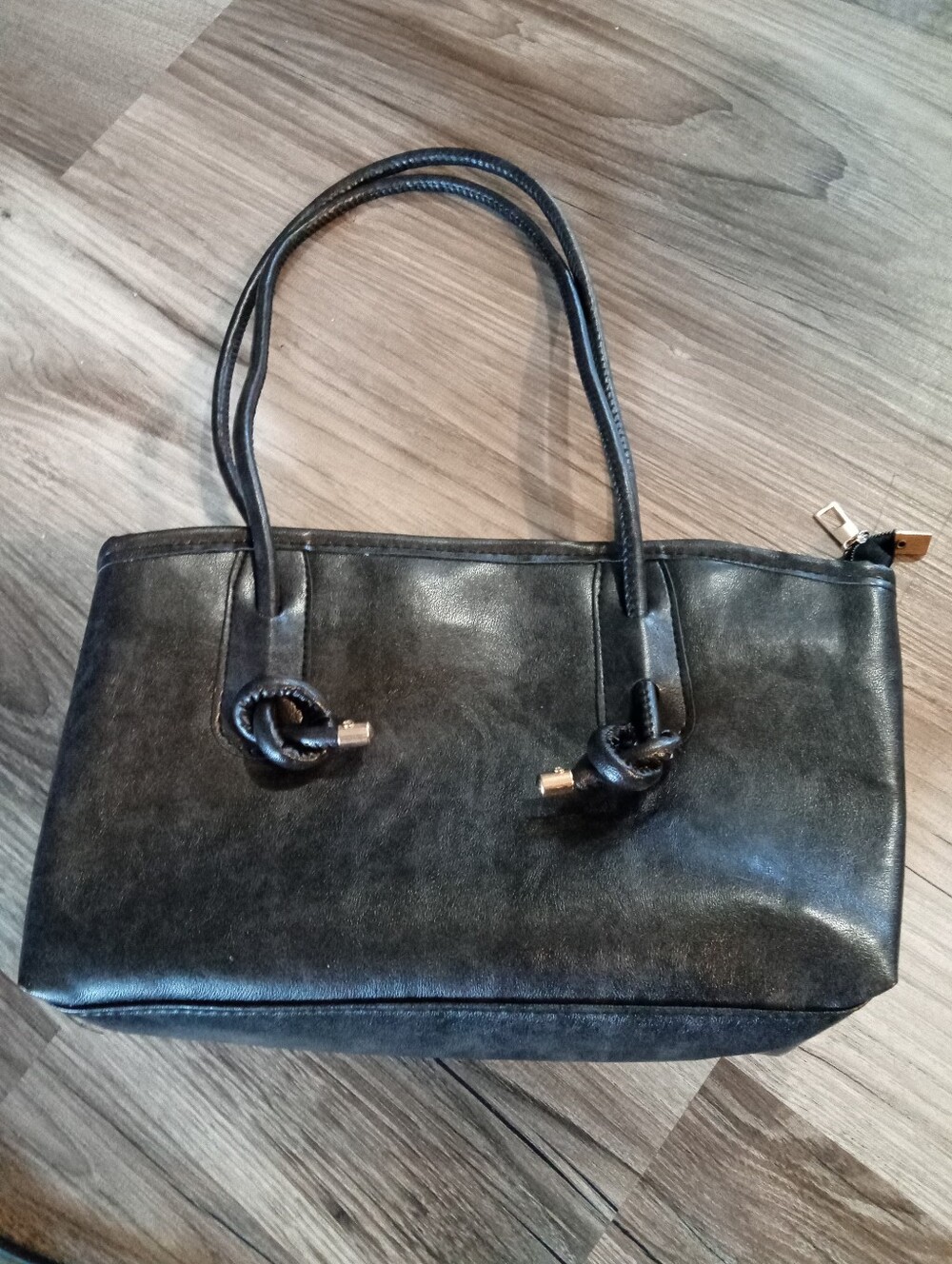 Classic Black PU Leather Underarm Retro Tote